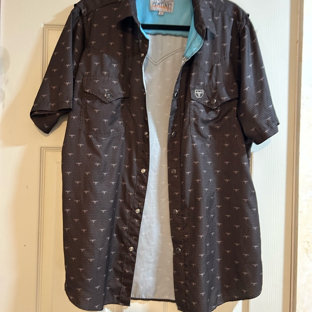 Men's Black Patterned Short Sleeve Shirt